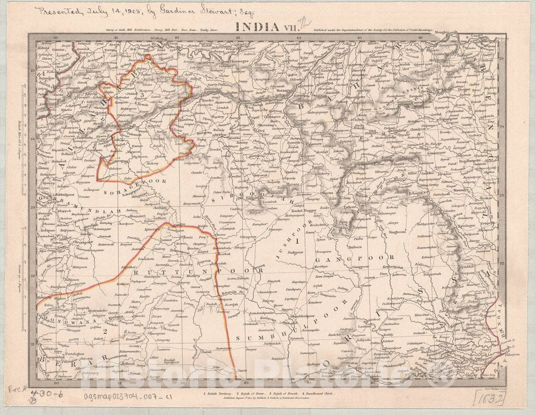 Map : India and Ceylon 1853 6, India and Ceylon , Antique Vintage Reproduction