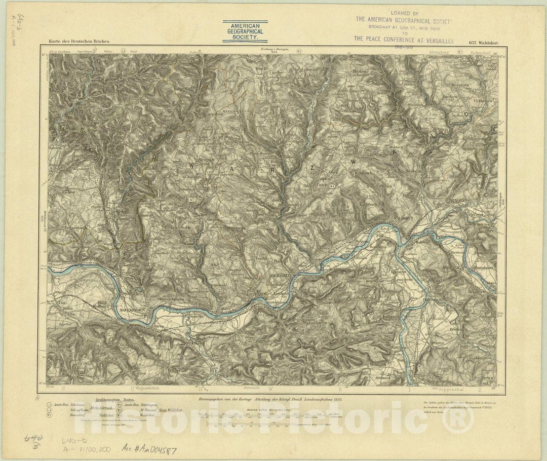 Map : Waldshut, Germany 1909, Karte des Deutschen Reiches , Antique Vintage Reproduction