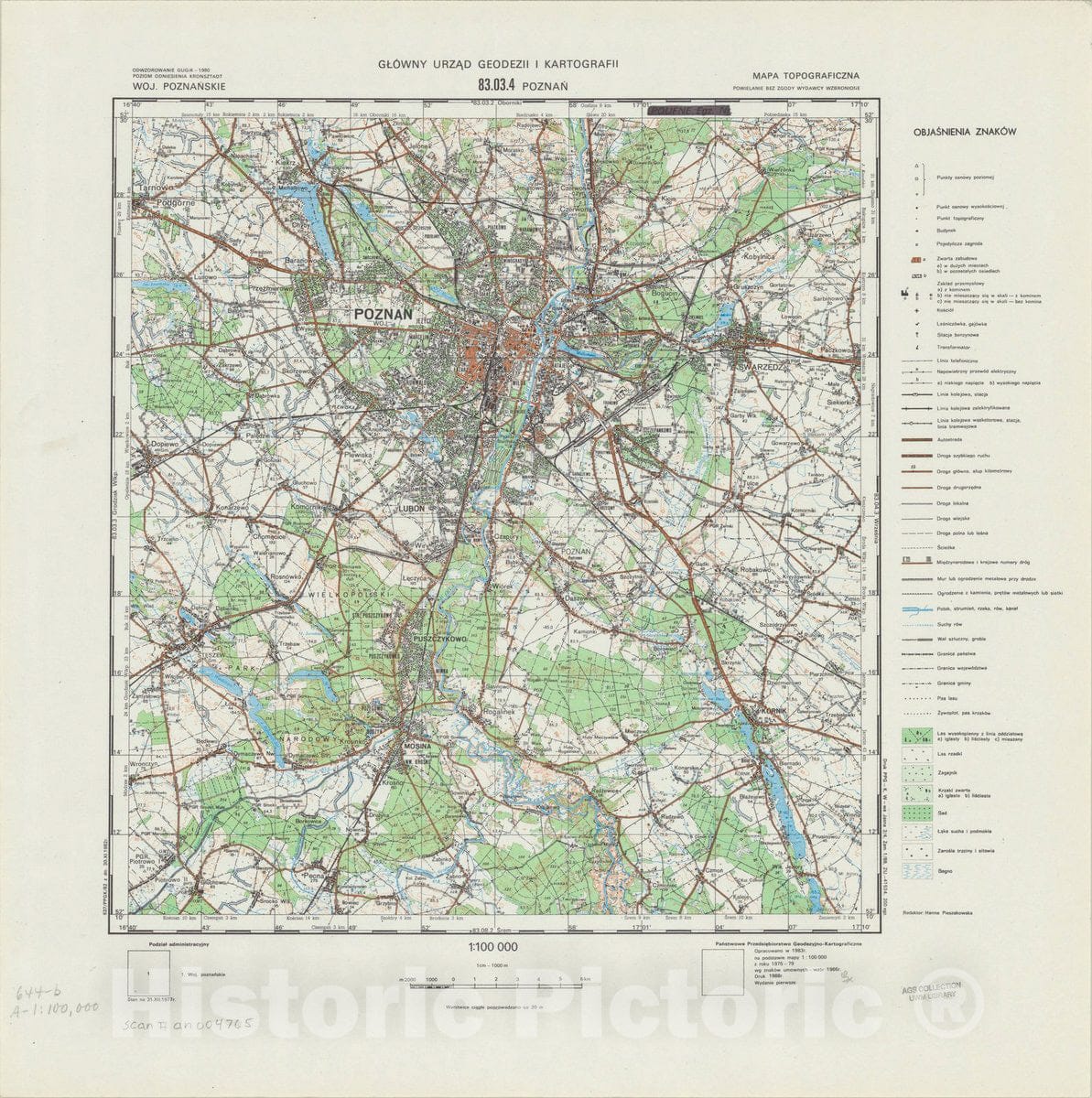 Map : Poznan, Poland 1988, 83.03.4 Poznan mapa topograficzna. Mapa topograficzna : [Polska] , Antique Vintage Reproduction