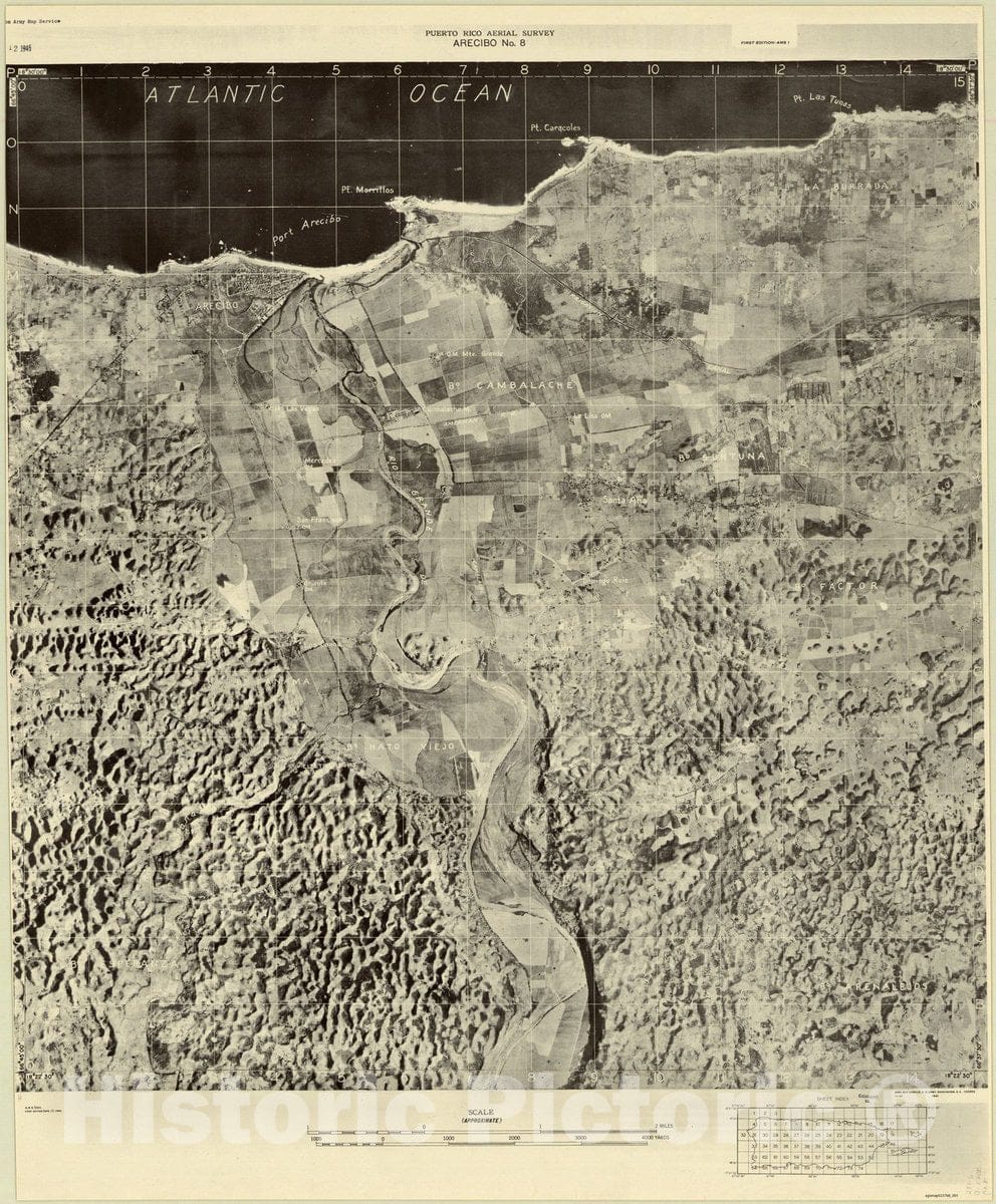 Map : Puerto Rico 1940 36, Puerto Rico aerial survey , Antique Vintage Reproduction