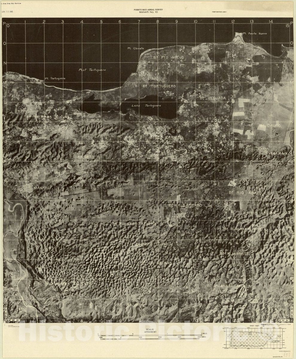 Map : Puerto Rico 1940 38, Puerto Rico aerial survey , Antique Vintage Reproduction