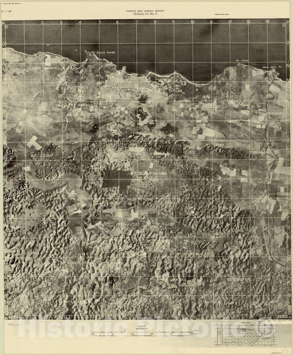 Map : Puerto Rico 1940 46, Puerto Rico aerial survey , Antique Vintage Reproduction