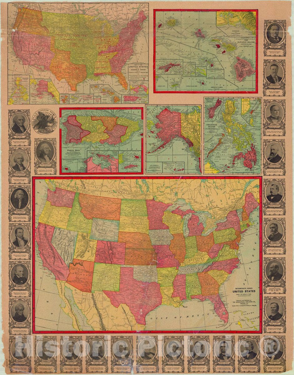 Map : United States 1906, Antique Vintage Reproduction