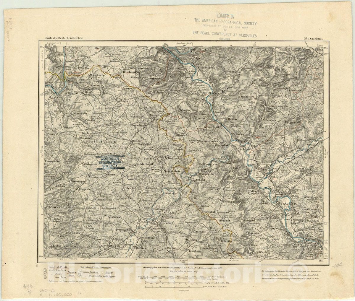 Map : Saarlouis, Germany 1880, Karte des Deutschen Reiches, 554 Saarlouis, Antique Vintage Reproduction