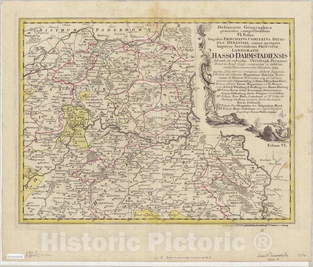 Map : Hesse-Darmstadt, Germany 1754 1, Antique Vintage Reproduction