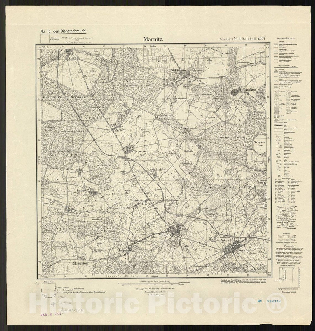 Map : Marnitz, Germany 1919, Marnitz, Antique Vintage Reproduction