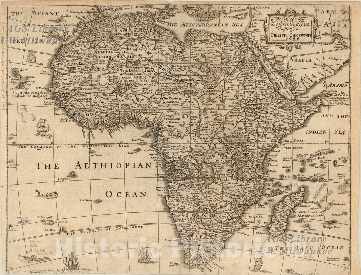 Map : Africa 1666, Africae descriptio nova impensis , Antique Vintage Reproduction