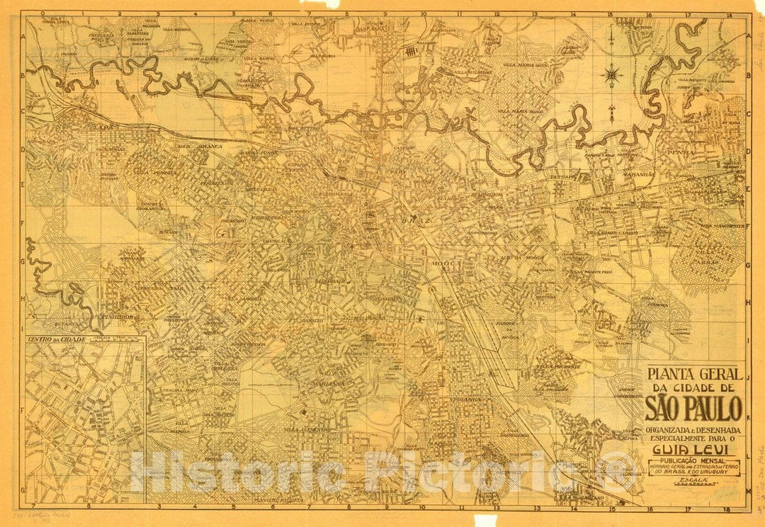 Map : Rio de Janeiro, Brazil 1938 1, Mappa da viacao ferrea dos E.U. do Brasil e da rep. do Uruguay 1938 , Antique Vintage Reproduction