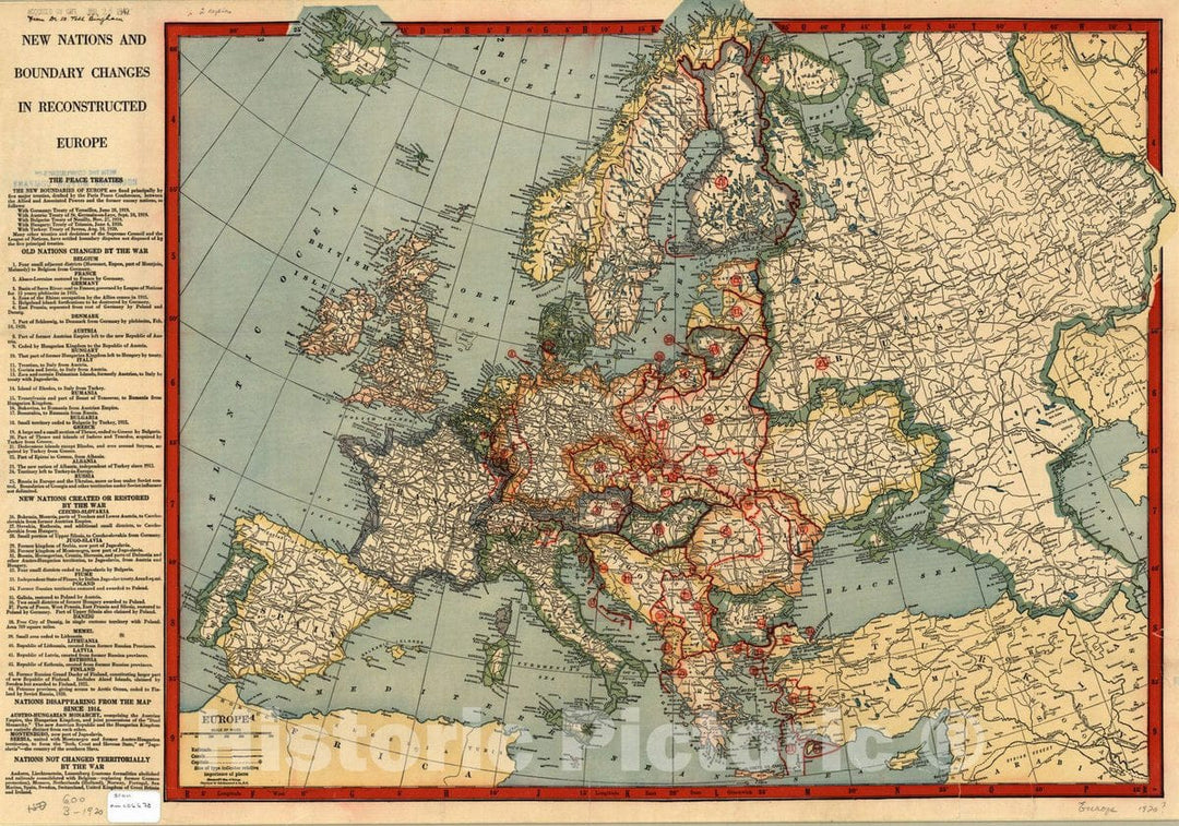 Map : Europe 1921, , Antique Vintage Reproduction