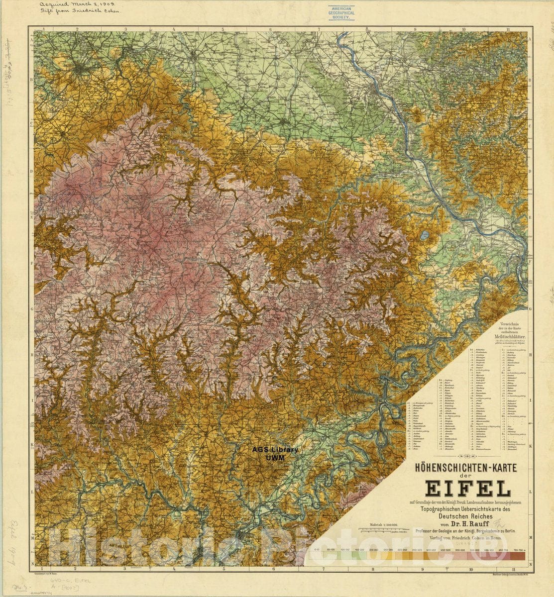 Map : Eifel, Germany 1908, Antique Vintage Reproduction