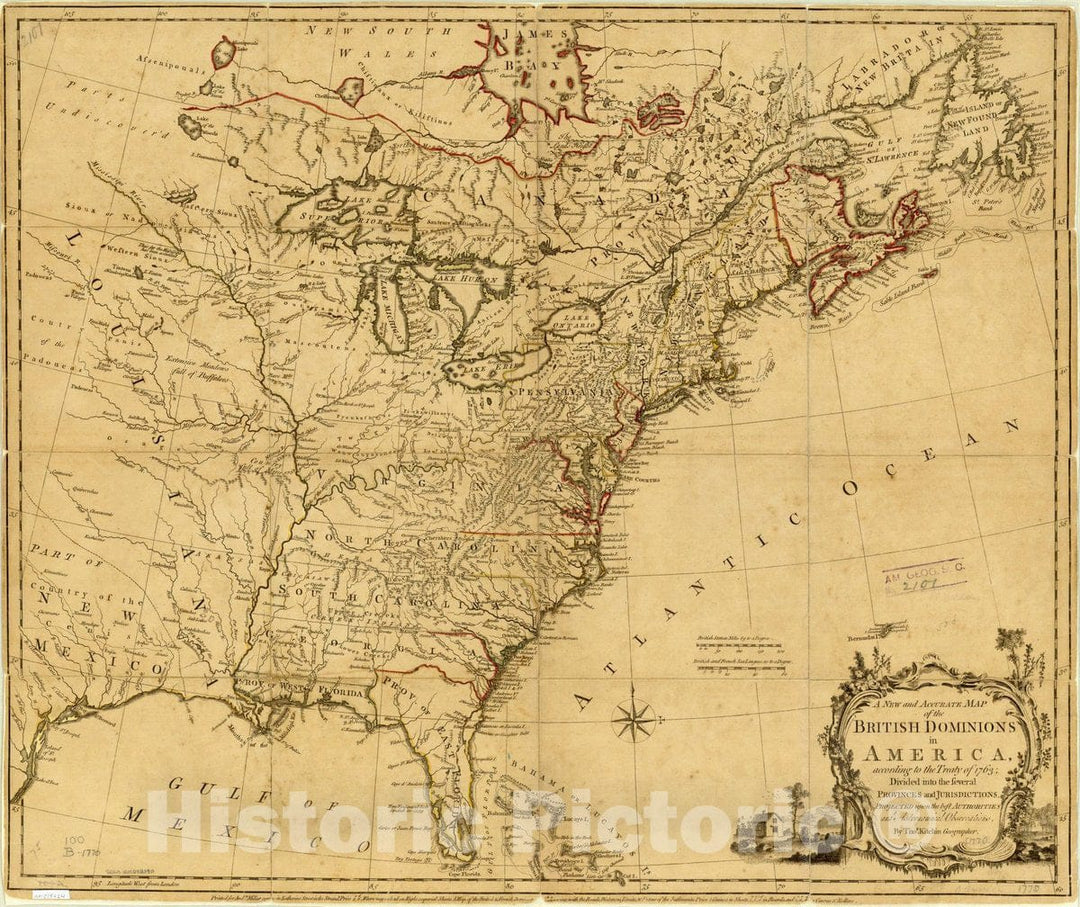 Map : North America 1763 2, Antique Vintage Reproduction