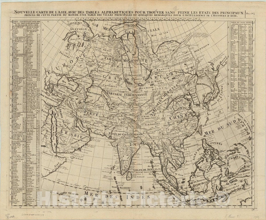 Map : Asia 1739, Antique Vintage Reproduction