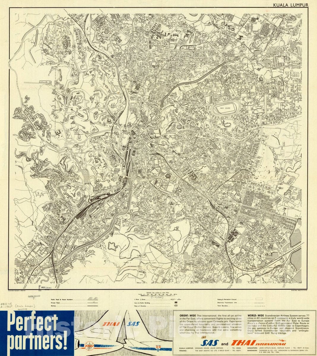 Map : Kuala Lumpur, Malaysia 1965, Kuala Lumpur , Antique Vintage Reproduction