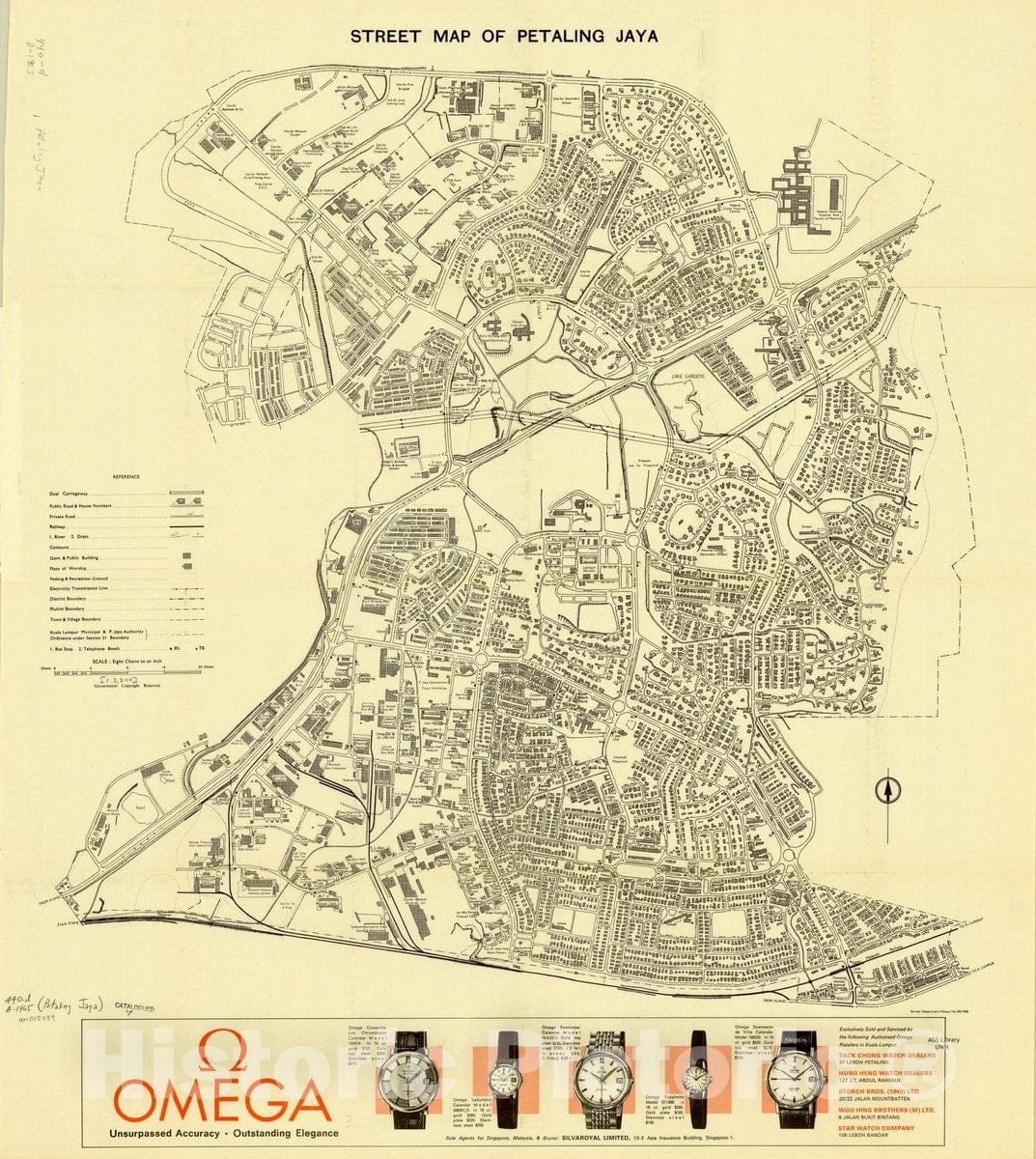 Map : Petaling Jaya, Malaysia 1965, Street map of Petaling Jaya, Antique Vintage Reproduction