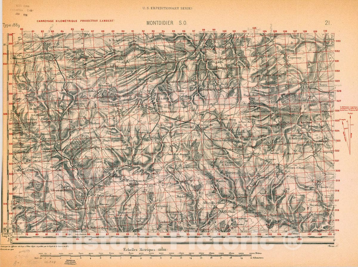 Map : France 1918- 68, [Topographic maps of France], Antique Vintage Reproduction