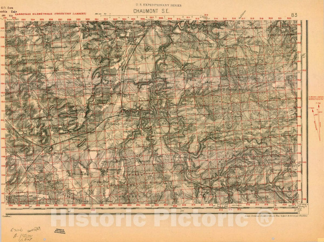 Map : France 1918- 90, [Topographic maps of France], Antique Vintage Reproduction