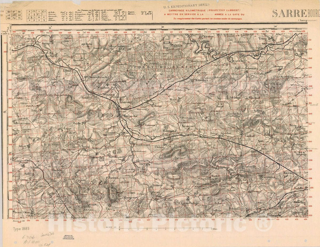 Map : France 1918- 106, [Topographic maps of France], Antique Vintage Reproduction