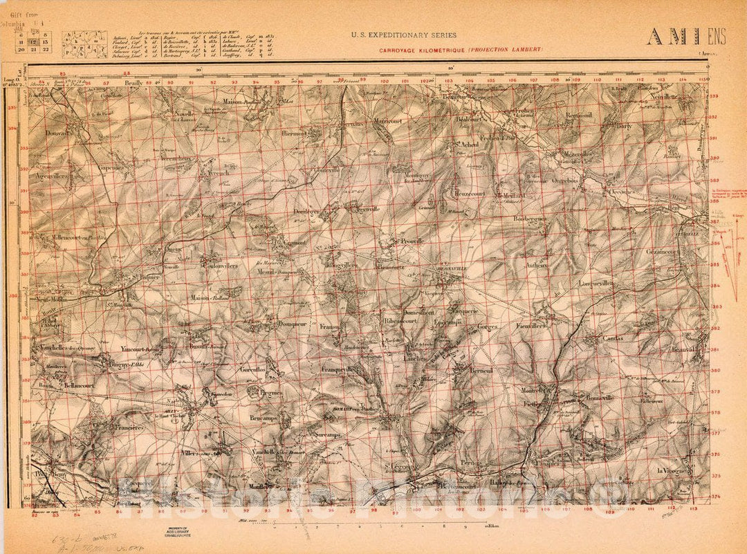 Map : France 1918- 107, [Topographic maps of France], Antique Vintage Reproduction