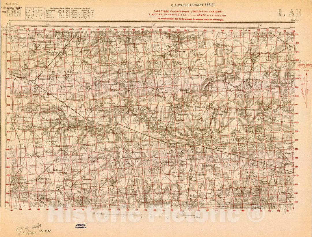 Map : France 1918- 108, [Topographic maps of France], Antique Vintage Reproduction