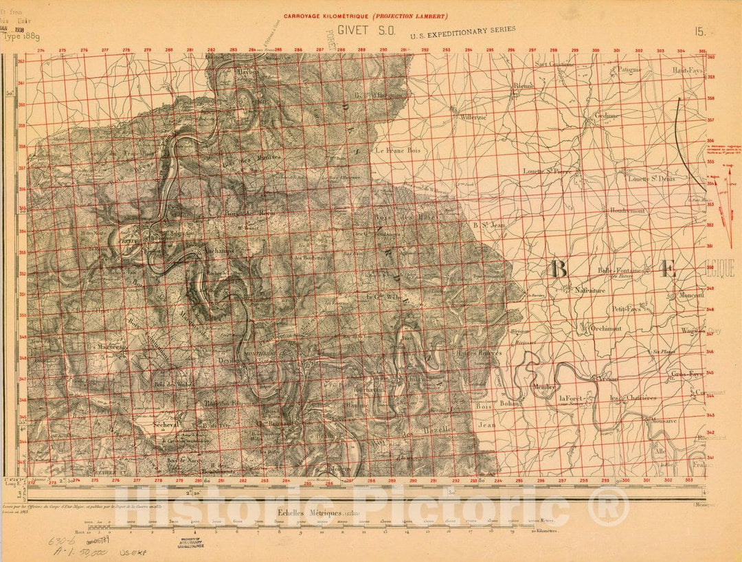 Map : France 1918- 109, [Topographic maps of France], Antique Vintage Reproduction