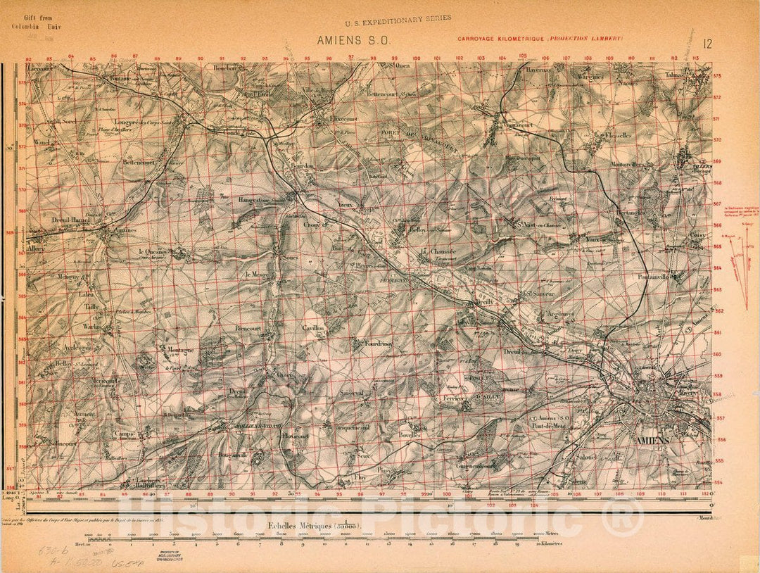 Map : France 1918- 110, [Topographic maps of France], Antique Vintage Reproduction