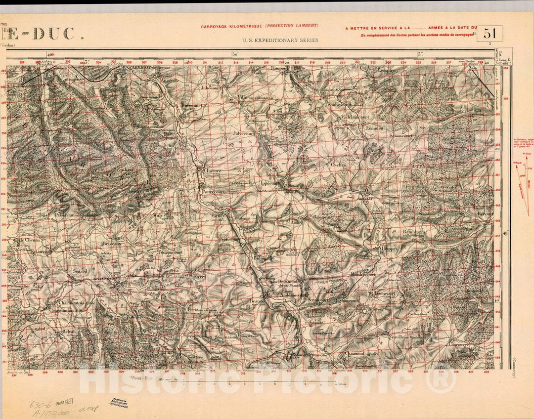 Map : France 1918- 111, [Topographic maps of France], Antique Vintage Reproduction