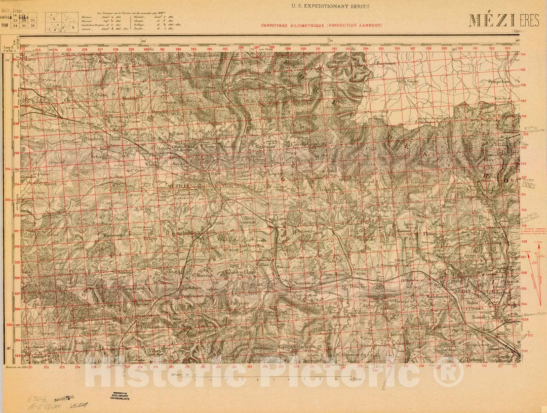 Map : France 1918- 113, [Topographic maps of France], Antique Vintage Reproduction