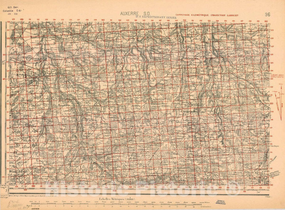 Map : France 1918- 114, [Topographic maps of France], Antique Vintage Reproduction