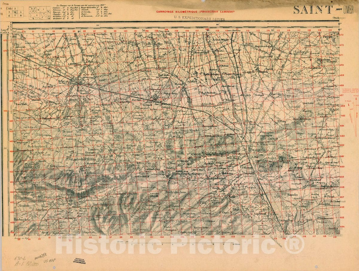 Map : France 1918- 117, [Topographic maps of France], Antique Vintage Reproduction