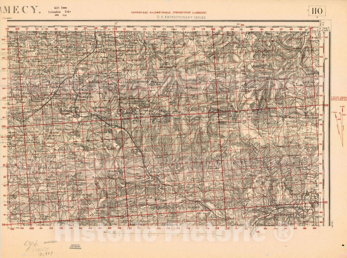 Map : France 1918- 118, [Topographic maps of France], Antique Vintage Reproduction