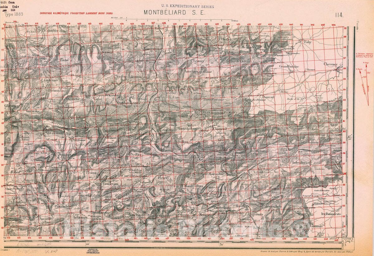 Map : France 1918- 120, [Topographic maps of France], Antique Vintage Reproduction