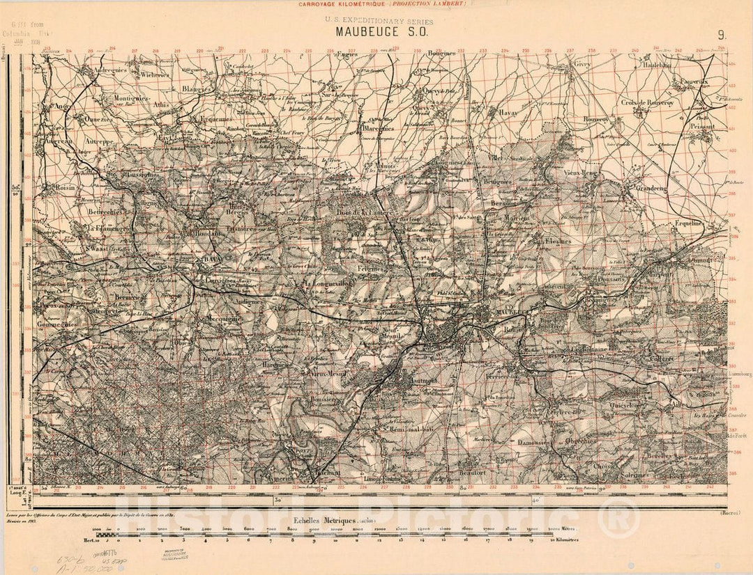 Map : France 1918- 121, [Topographic maps of France], Antique Vintage Reproduction