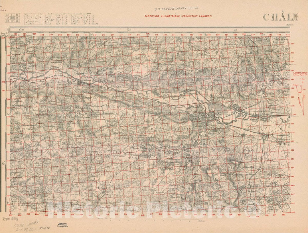 Map : France 1918- 122, [Topographic maps of France], Antique Vintage Reproduction