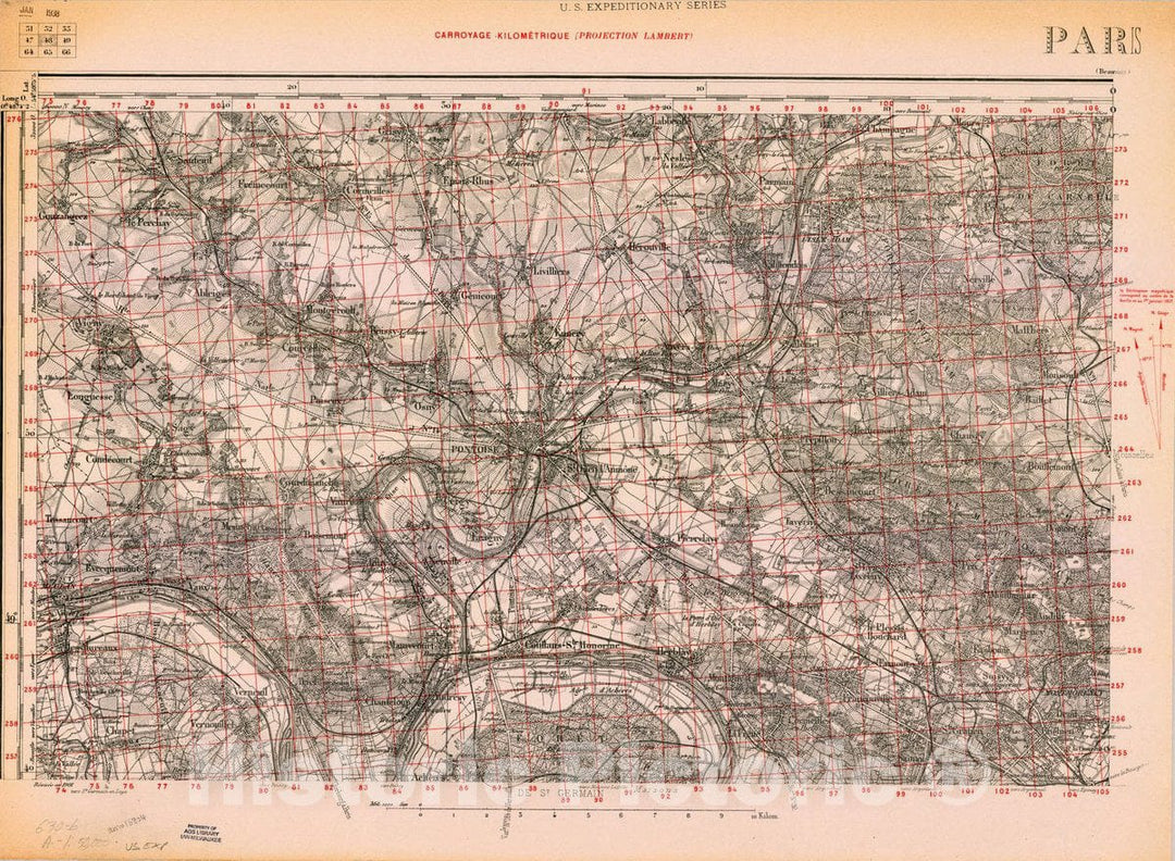 Map : France 1918- 123, [Topographic maps of France], Antique Vintage Reproduction