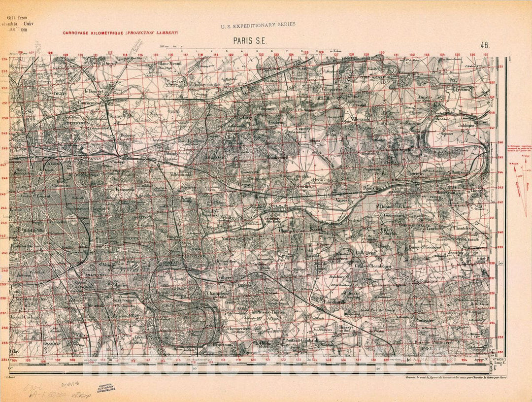 Map : France 1918- 124, [Topographic maps of France], Antique Vintage Reproduction