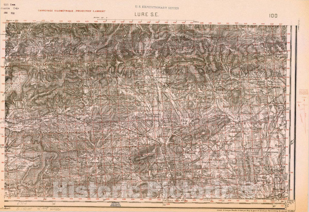 Map : France 1918- 125, [Topographic maps of France], Antique Vintage Reproduction