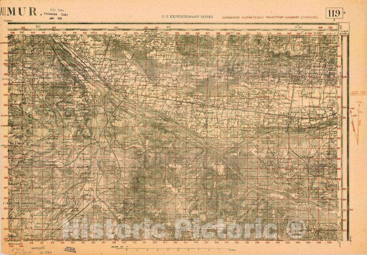 Map : France 1918- 128, [Topographic maps of France], Antique Vintage Reproduction