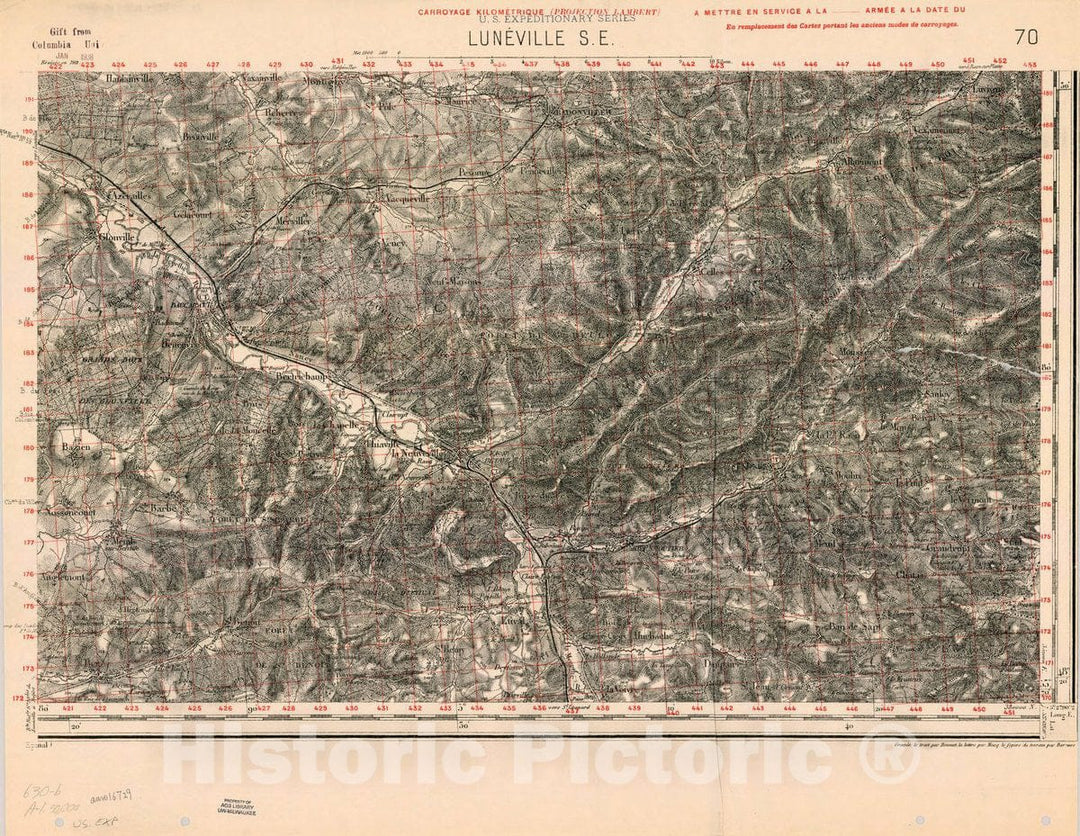 Map : France 1918- 129, [Topographic maps of France], Antique Vintage Reproduction