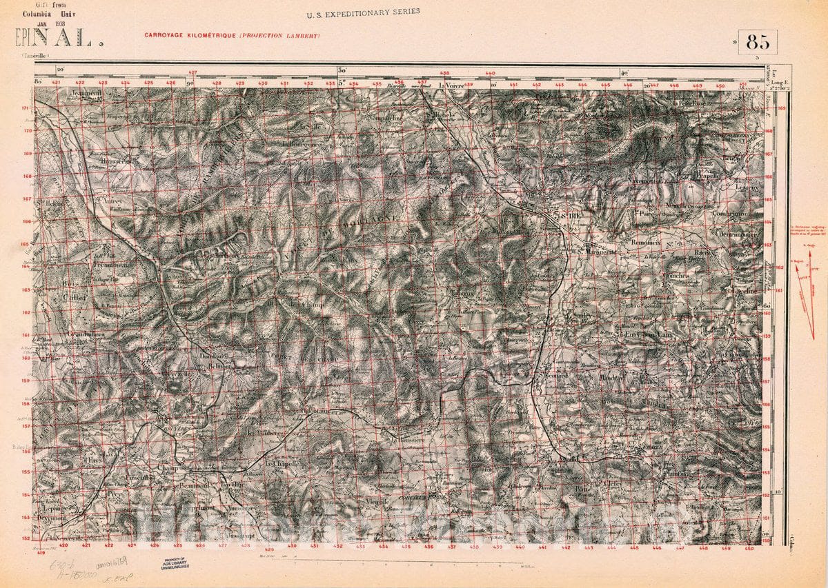 Map : France 1918- 131, [Topographic maps of France], Antique Vintage Reproduction