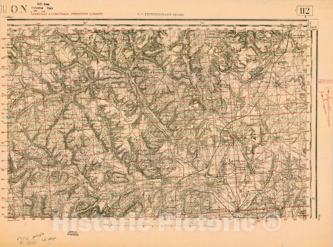 Map : France 1918- 133, [Topographic maps of France], Antique Vintage Reproduction