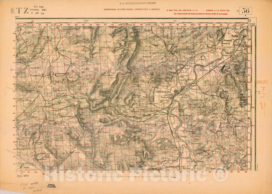 Map : France 1918- 135, [Topographic maps of France], Antique Vintage Reproduction