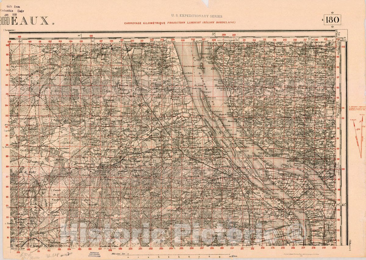 Map : France 1918- 136, [Topographic maps of France], Antique Vintage Reproduction