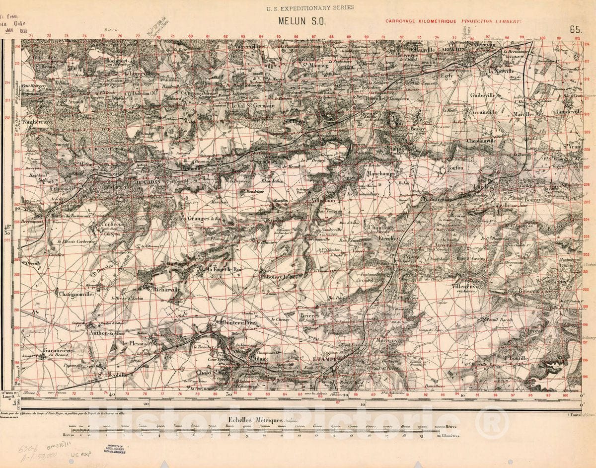 Map : France 1918- 137, [Topographic maps of France], Antique Vintage Reproduction