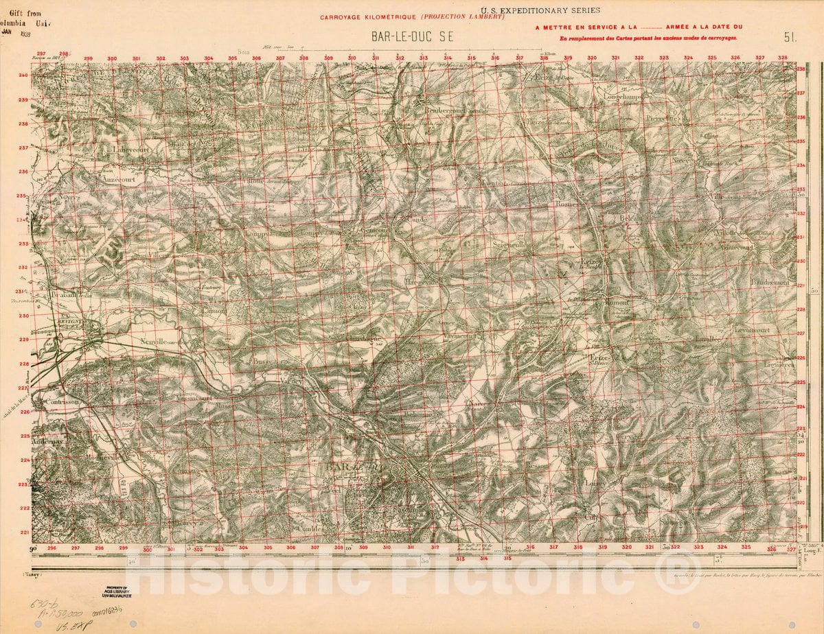 Map : France 1918- 140, [Topographic maps of France], Antique Vintage Reproduction