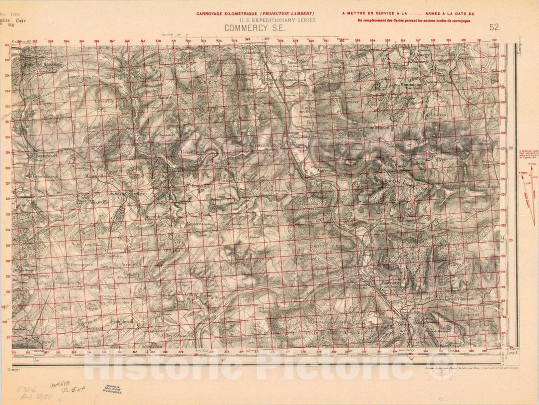 Map : France 1918- 141, [Topographic maps of France], Antique Vintage Reproduction