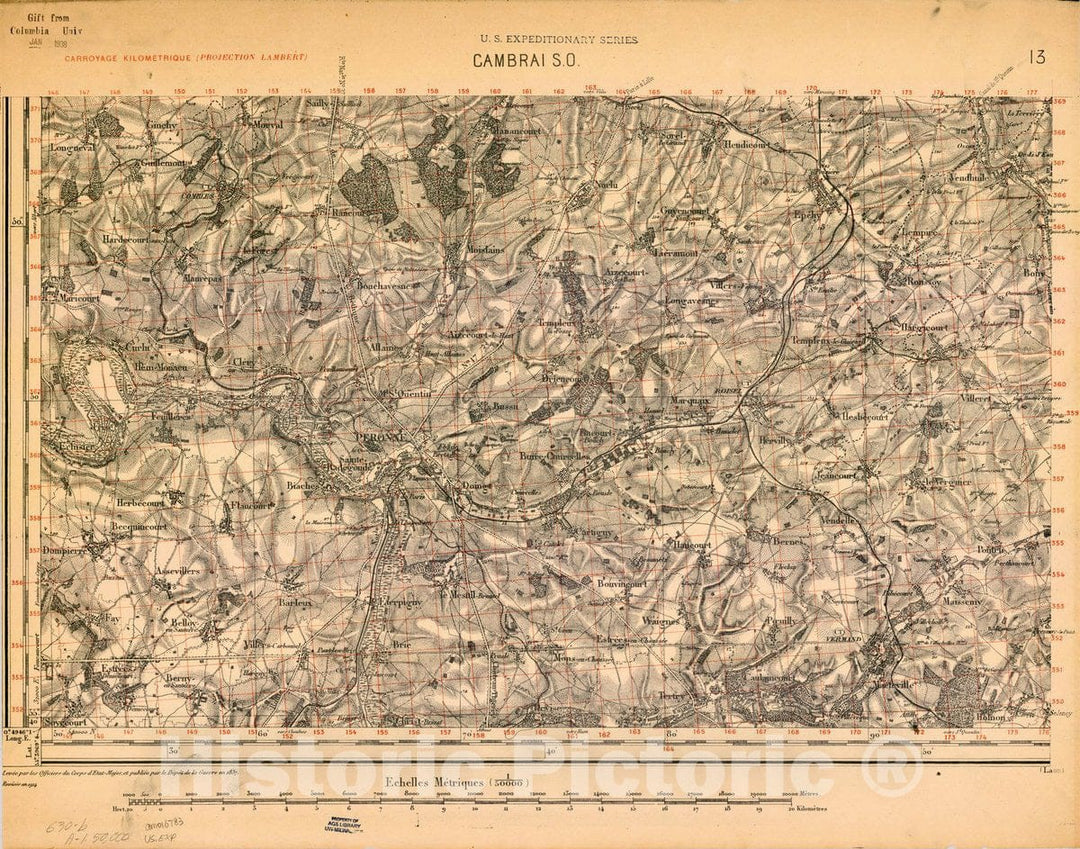 Map : France 1918- 142, [Topographic maps of France], Antique Vintage Reproduction