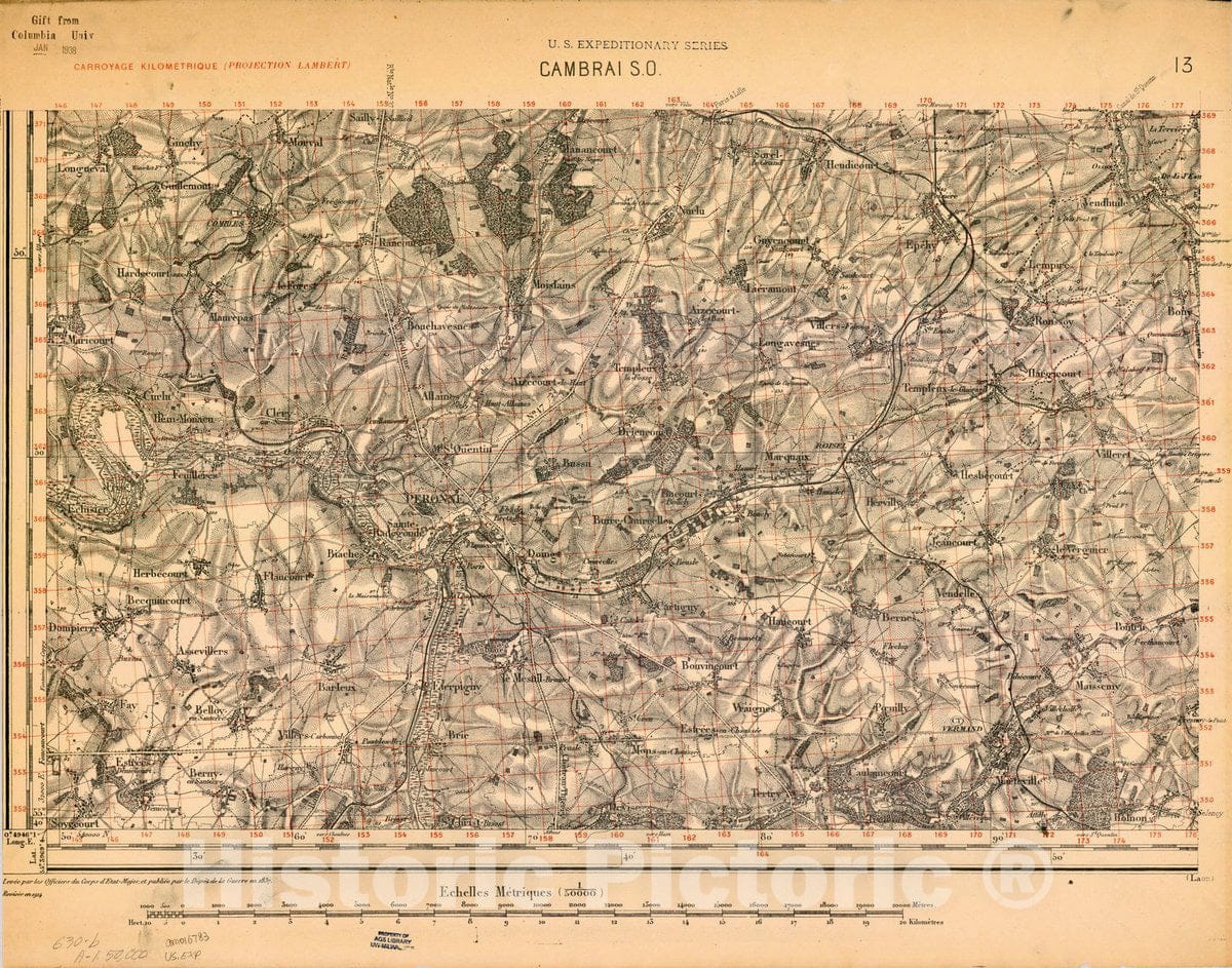 Map : France 1918- 142, [Topographic maps of France], Antique Vintage Reproduction