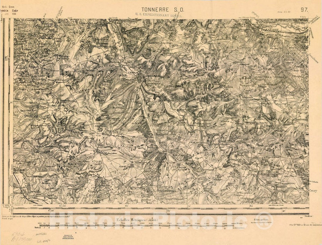 Map : France 1918- 144, [Topographic maps of France], Antique Vintage Reproduction