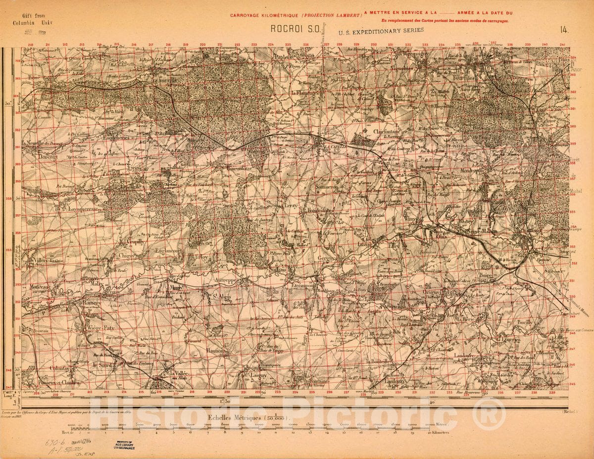 Map : France 1918- 146, [Topographic maps of France], Antique Vintage Reproduction