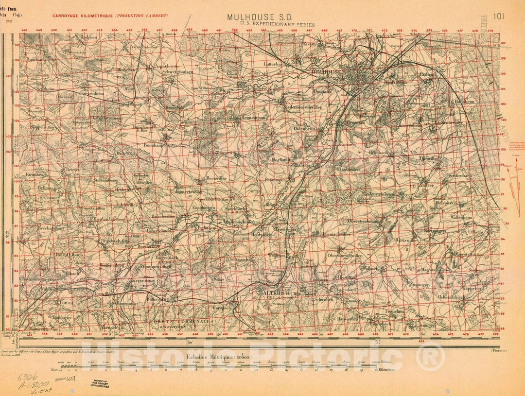 Map : France 1918- 150, [Topographic maps of France], Antique Vintage Reproduction